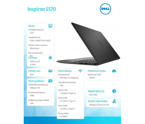 Dell Inspiron 5570 i5-8250U/8GB/256GB SSD/Radeon 530/15,6''/W10P - 1383634 - zdjęcie 2